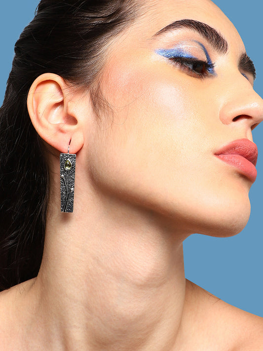 GOLD PLATED PARTY DESIGNER STONE DROP EARRING FOR WOMEN