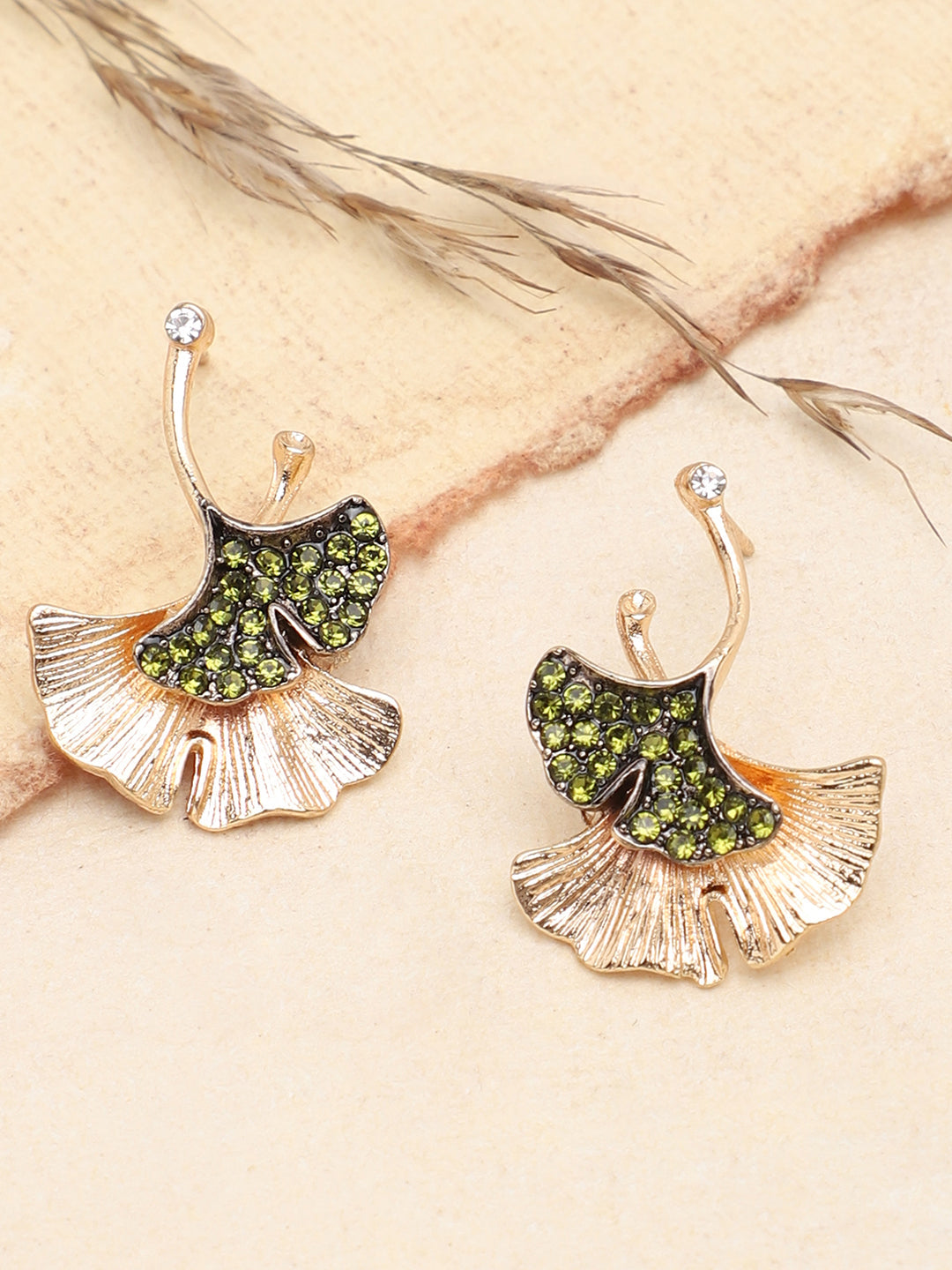 GOLD PLATED PARTY DESIGNER STONE STUD FOR WOMEN