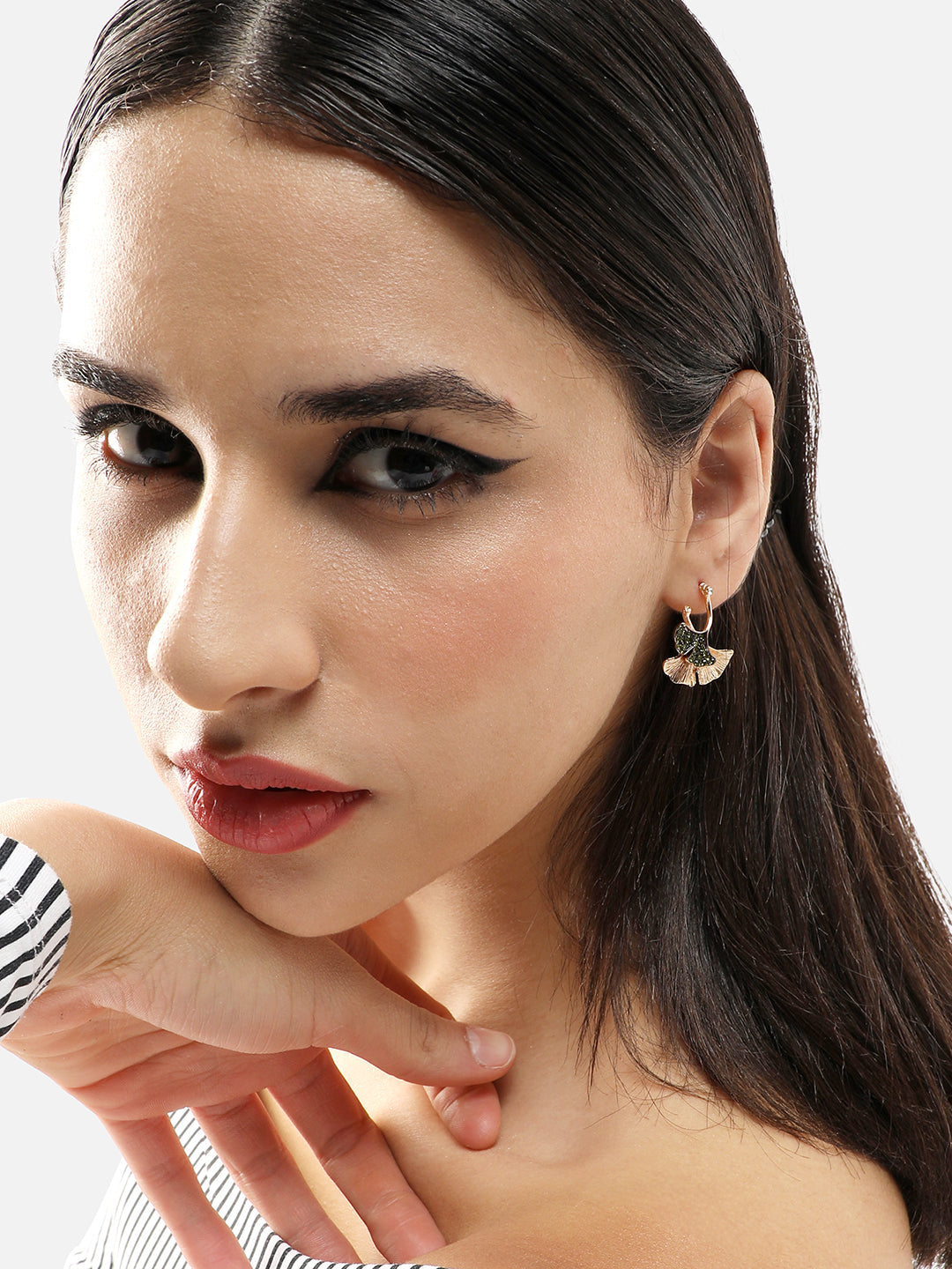 GOLD PLATED PARTY DESIGNER STONE STUD FOR WOMEN