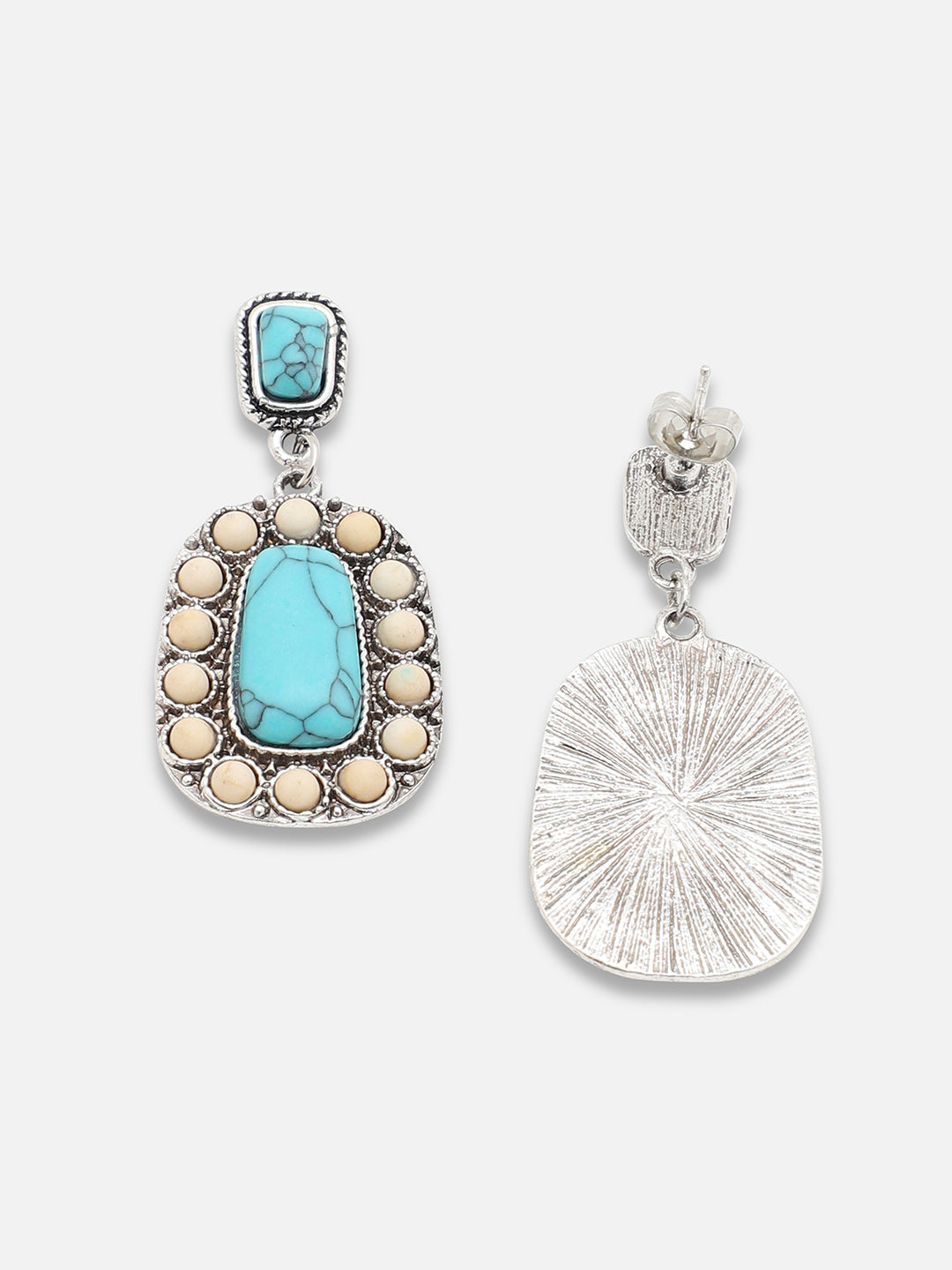 SILVER PLATED PARTY DESIGNER STONE DROP EARRING FOR WOMEN