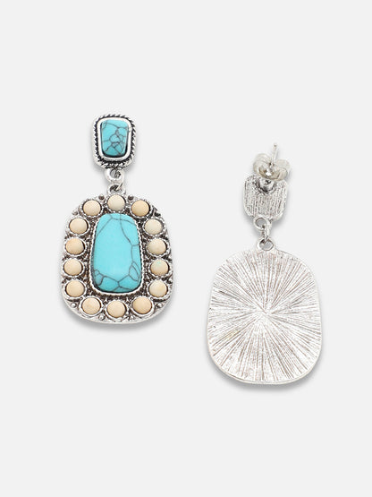 SILVER PLATED PARTY DESIGNER STONE DROP EARRING FOR WOMEN