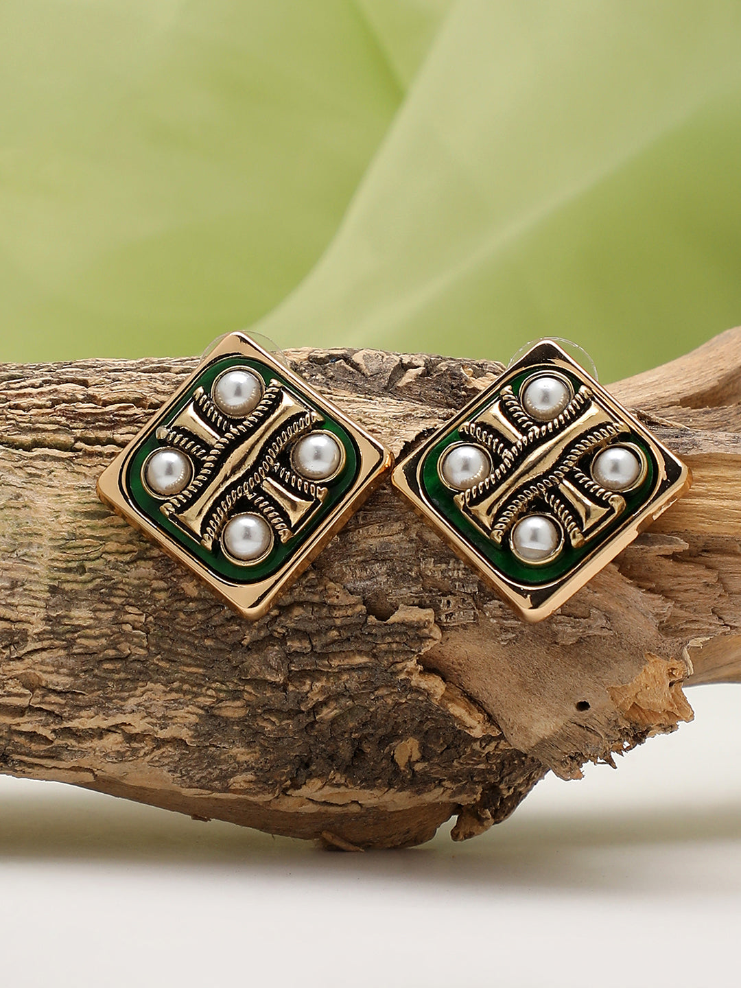 Gold Plated Party Designer Stone Stud For Women
