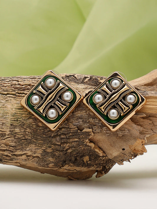 Gold Plated Party Designer Stone Stud For Women
