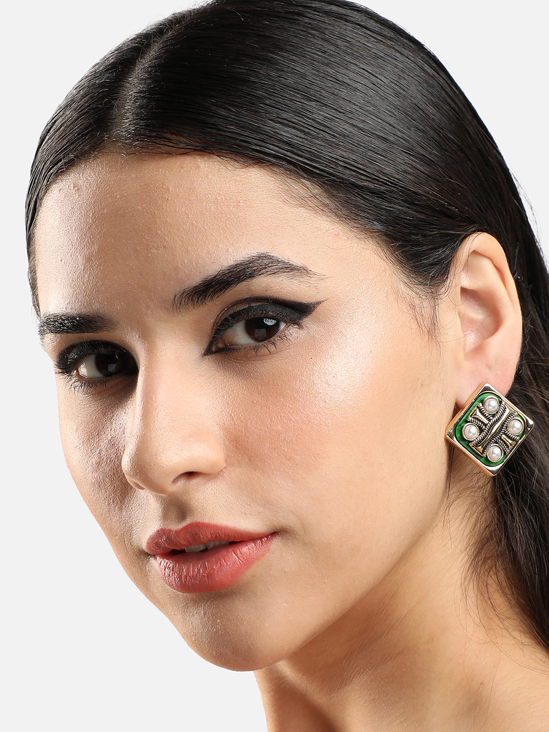 Gold Plated Party Designer Stone Stud For Women