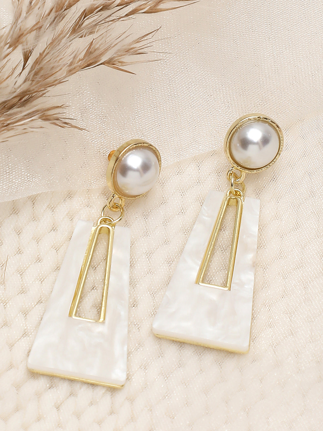 Gold Plated Party Pearls Drop Earring For Women