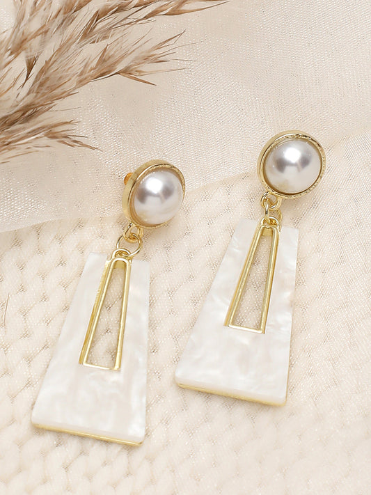 Gold Plated Party Pearls Drop Earring For Women