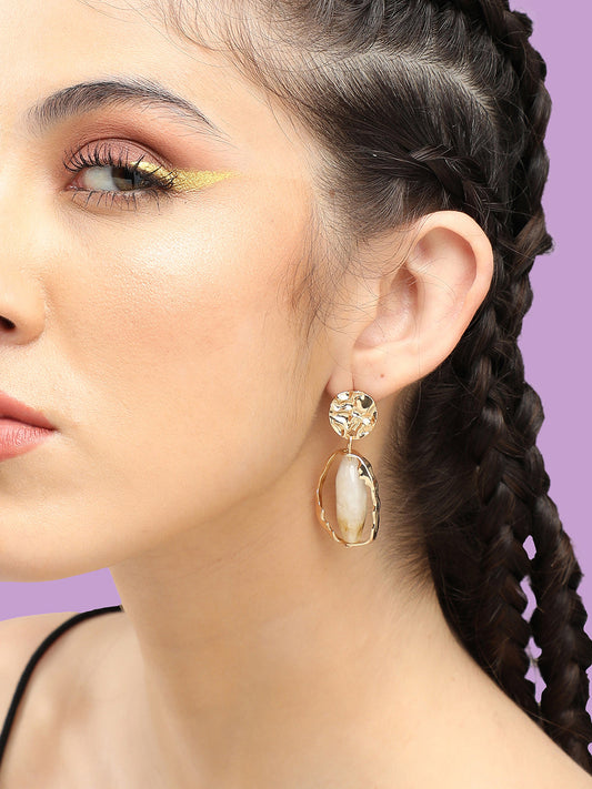 Gold Plated Party Designer Stone Drop Earring For Women