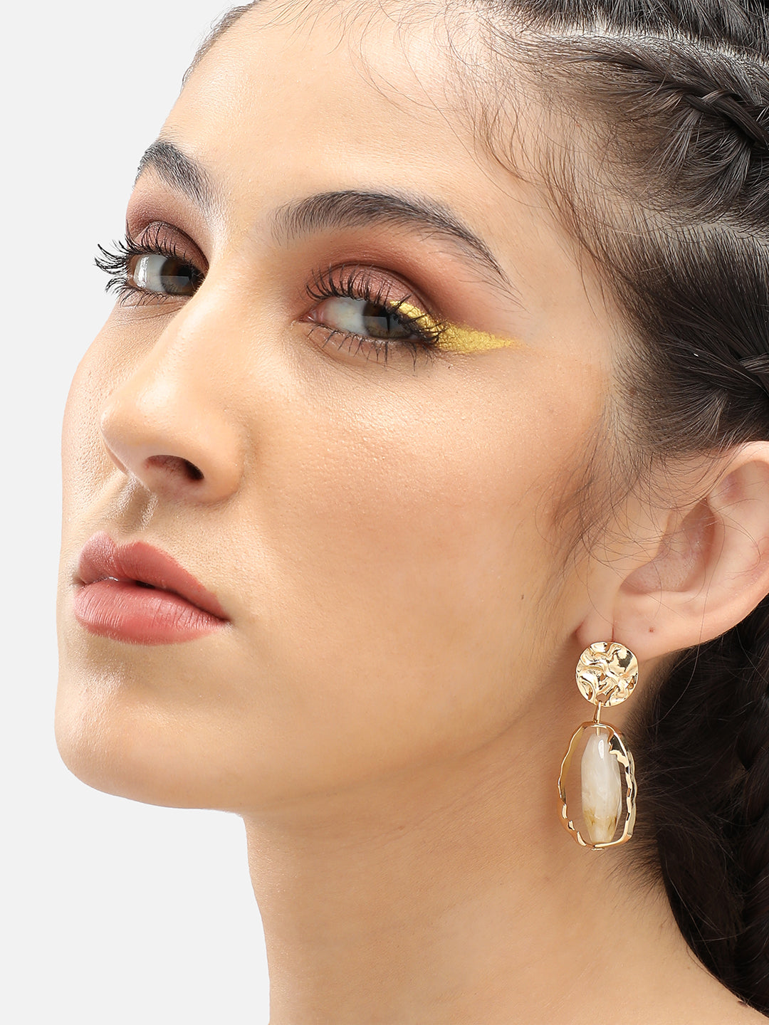 Gold Plated Party Designer Stone Drop Earring For Women