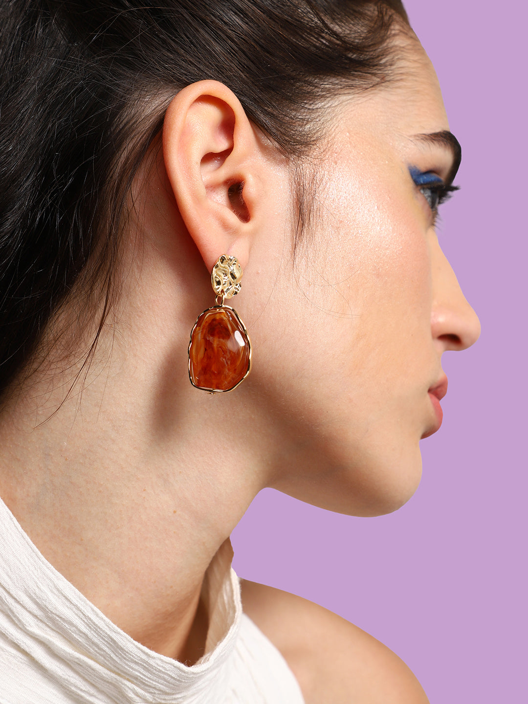 Gold Plated Party Designer Stone Drop Earring For Women