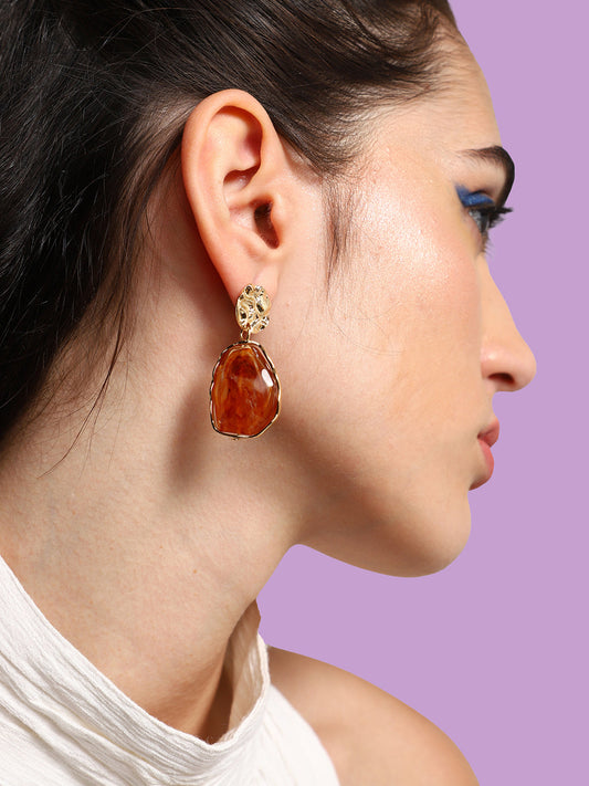 Gold Plated Party Designer Stone Drop Earring For Women