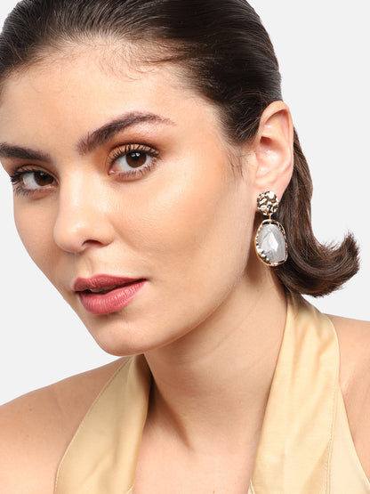 Gold Plated Party Designer Stone Drop Earring For Women