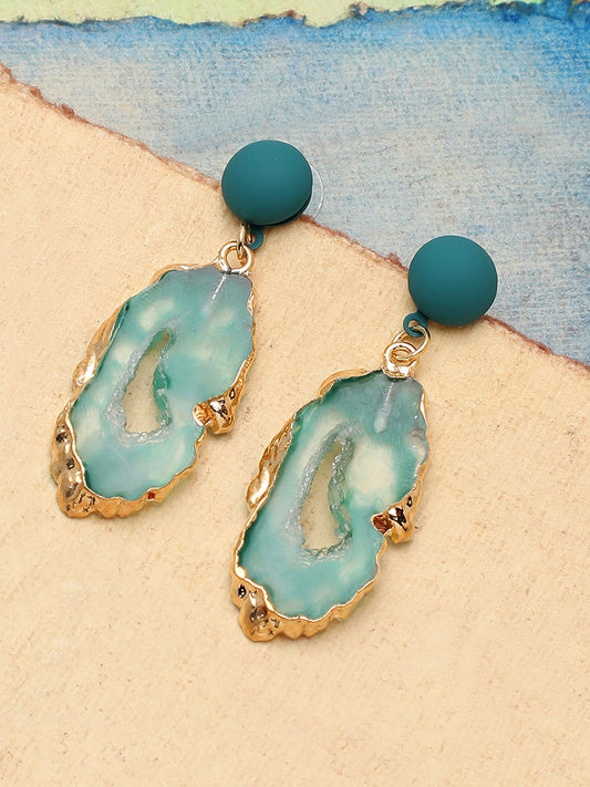Gold Plated Party Designer Stone Drop Earring For Women