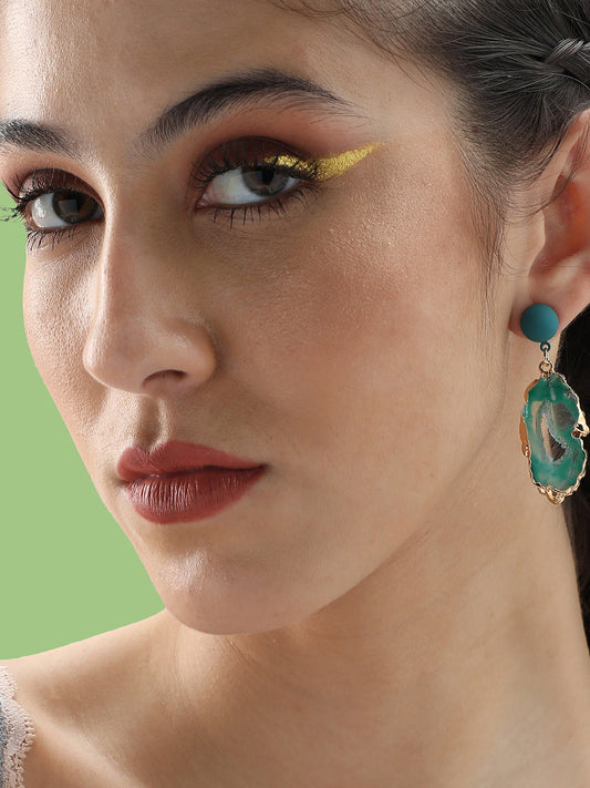Gold Plated Party Designer Stone Drop Earring For Women