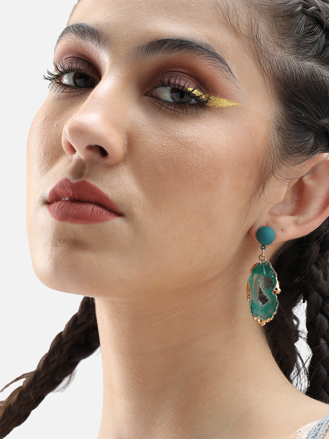 Gold Plated Party Designer Stone Drop Earring For Women