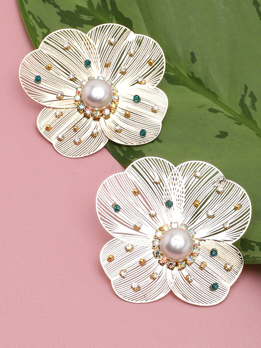 Gold Plated Party Designer Stone Drop Earring For Women