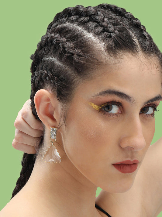 Gold Plated Party Designer Stone Drop Earring For Women