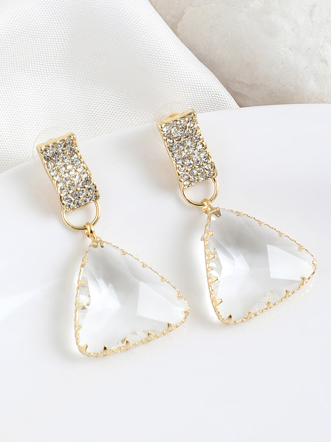 Gold Plated Party Designer Stone Drop Earring For Women