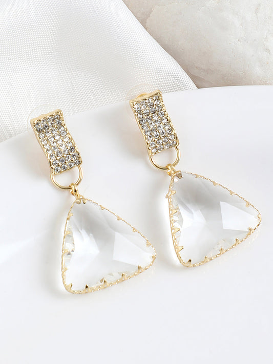Gold Plated Party Designer Stone Drop Earring For Women