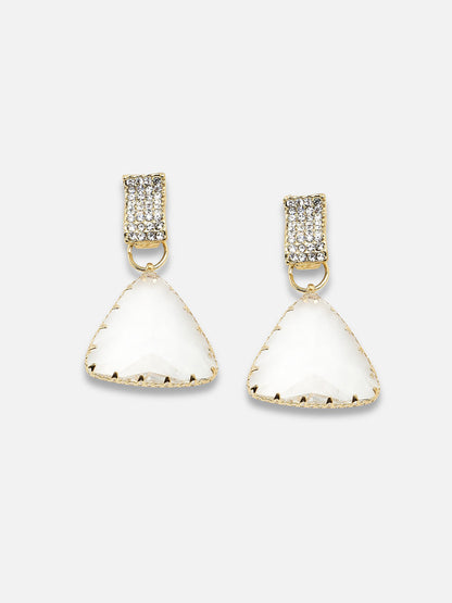 Gold Plated Party Designer Stone Drop Earring For Women