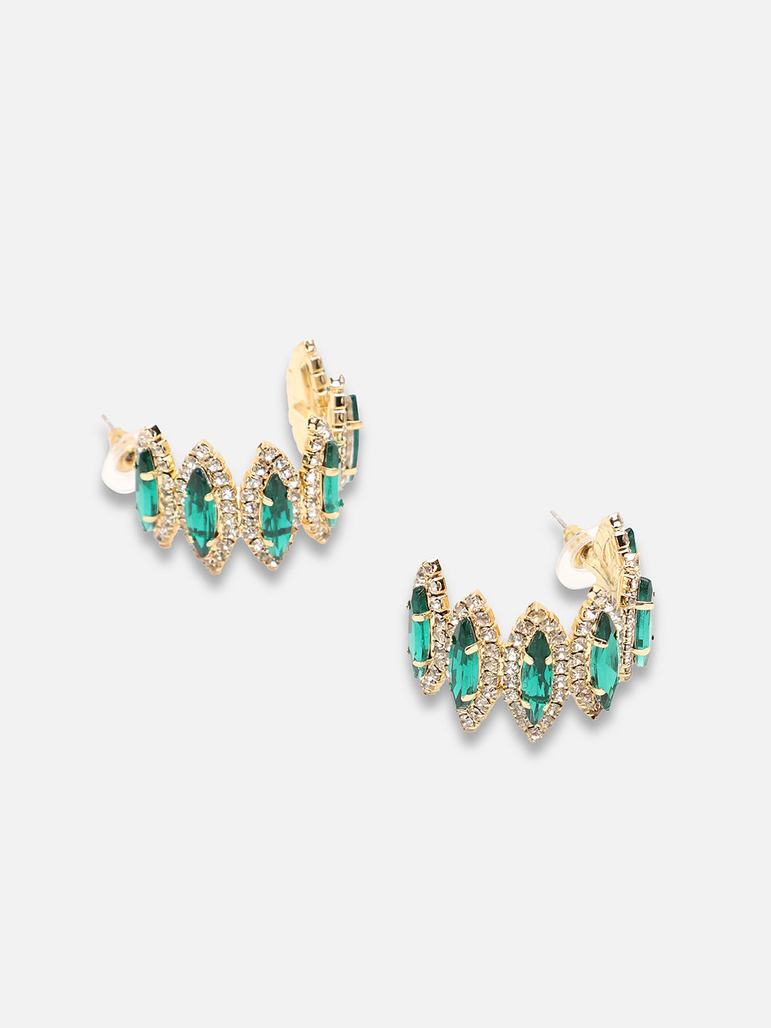 Gold Plated Party Designer Stone Hoop Earring For Women