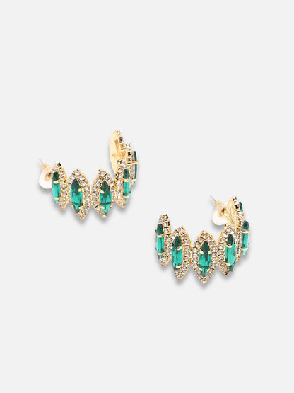 Gold Plated Party Designer Stone Hoop Earring For Women