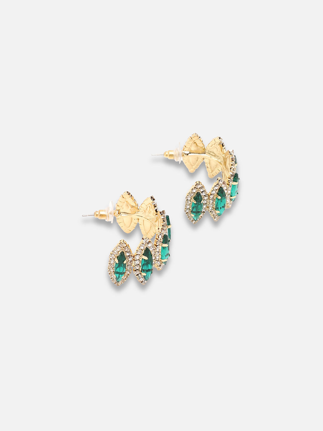 Gold Plated Party Designer Stone Hoop Earring For Women
