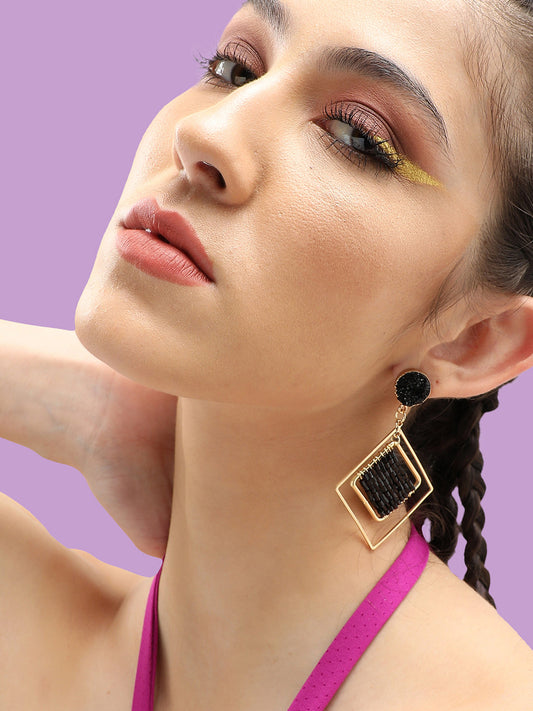 GOLD PLATED PARTY DESIGNER STONE DROP EARRING FOR WOMEN
