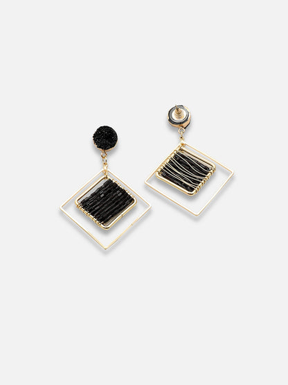 GOLD PLATED PARTY DESIGNER STONE DROP EARRING FOR WOMEN