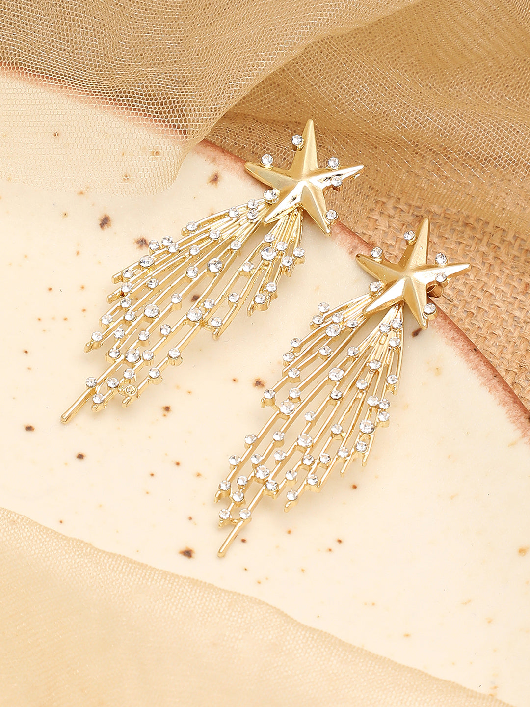 Gold Plated Party Designer Stone Drop Earring For Women