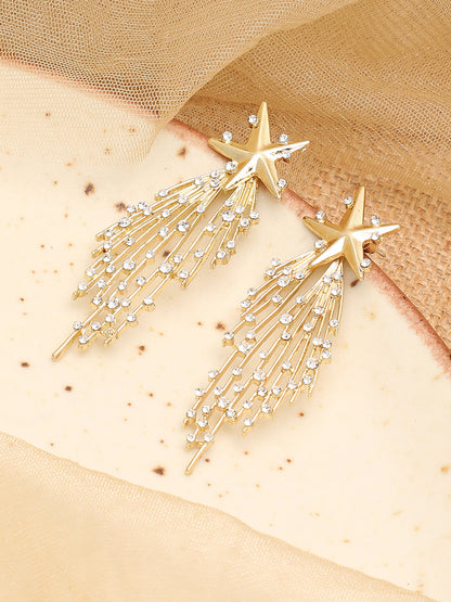 Gold Plated Party Designer Stone Drop Earring For Women