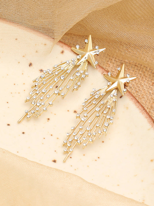Gold Plated Party Designer Stone Drop Earring For Women
