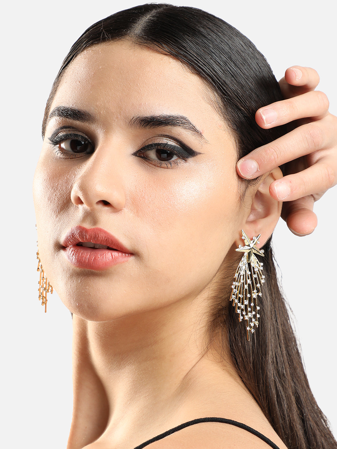 Gold Plated Party Designer Stone Drop Earring For Women