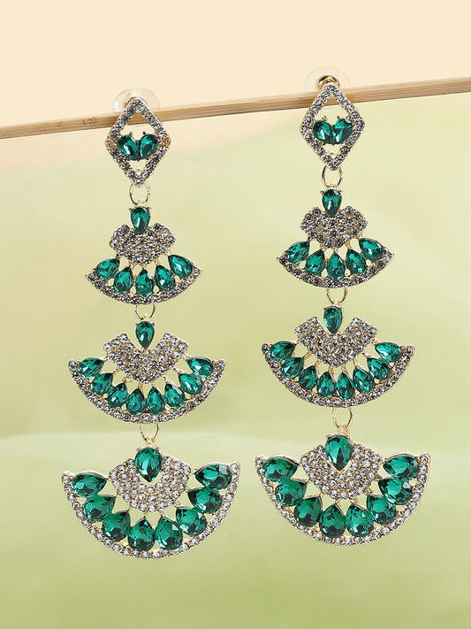 Gold Plated Party Designer Stone Drop Earring For Women