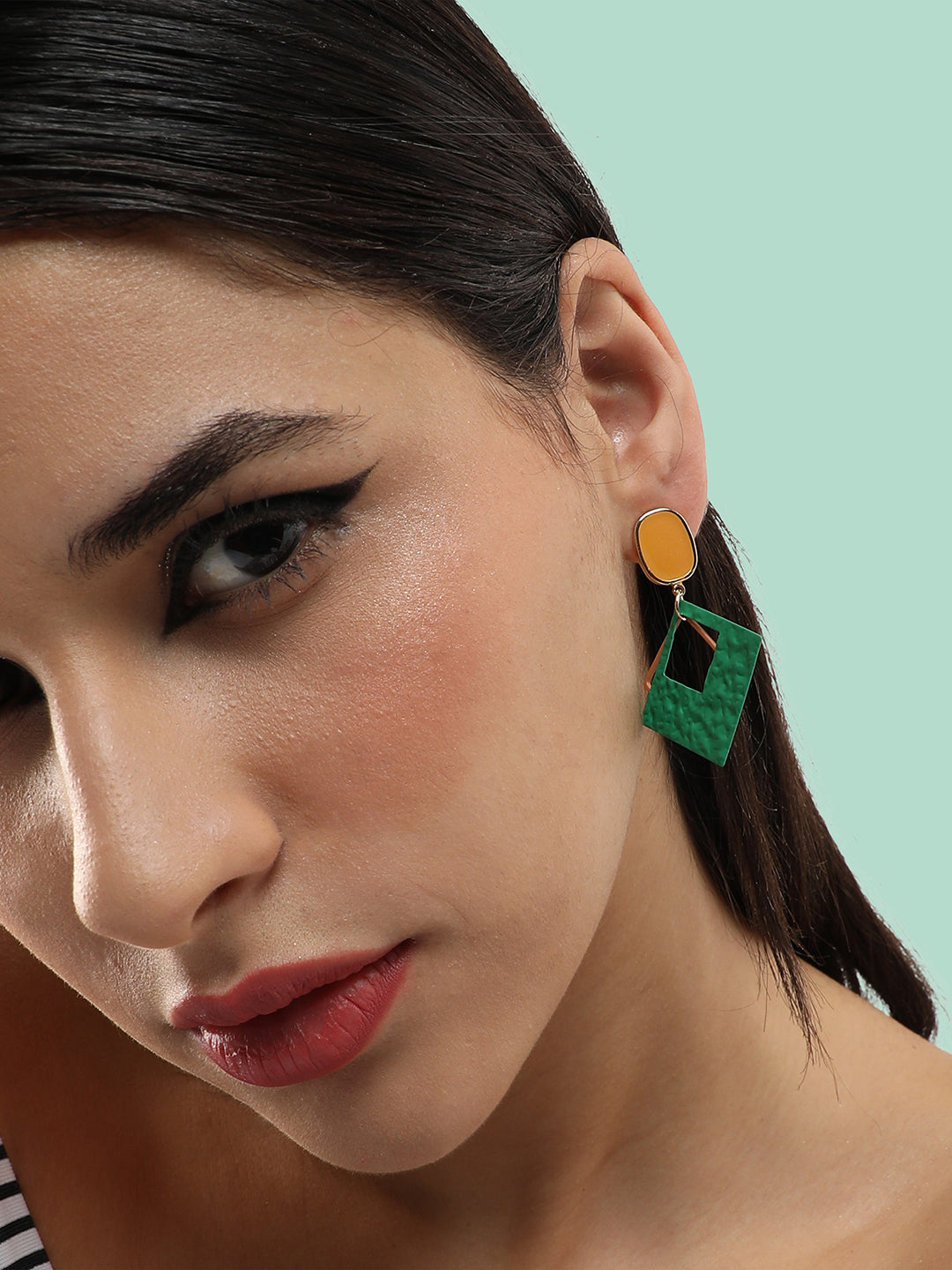 Gold Plated Party Designer Stone Drop Earring For Women