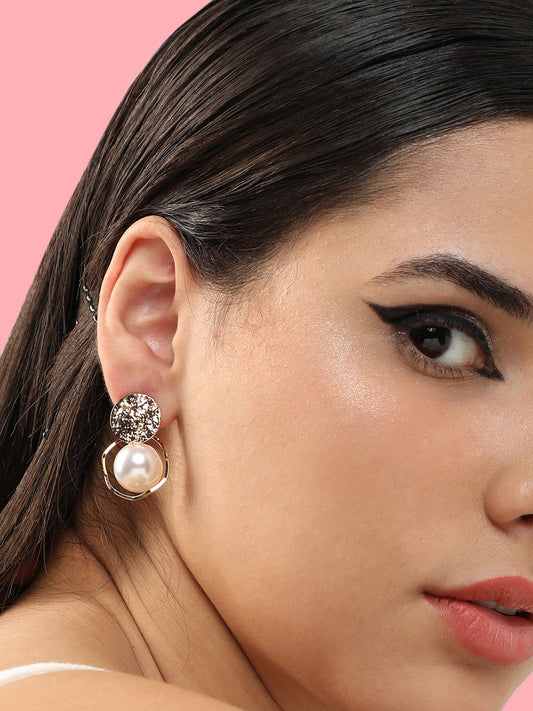 Gold Plated Party Pearls Drop Earring For Women