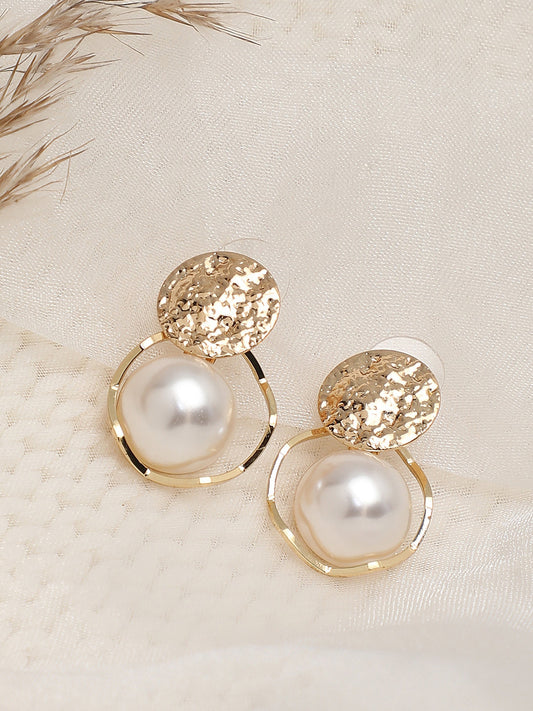 Gold Plated Party Pearls Drop Earring For Women