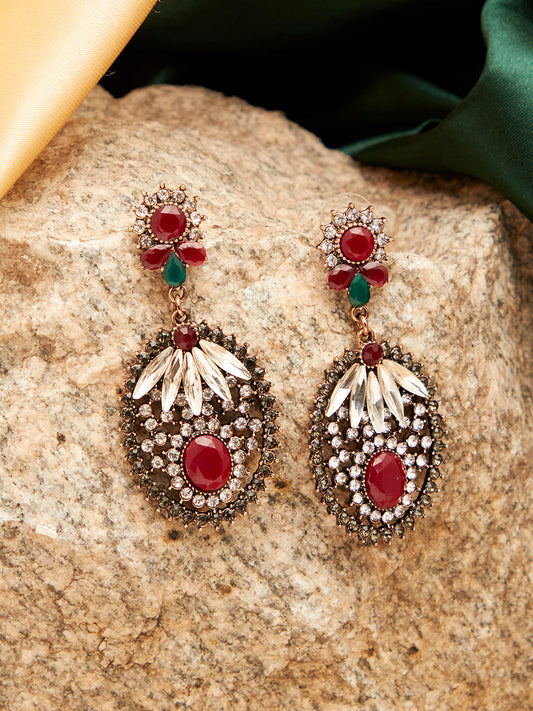 Gold Plated Designer Stone Drop Earring