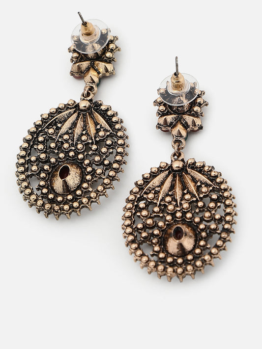 Gold Plated Designer Stone Drop Earring