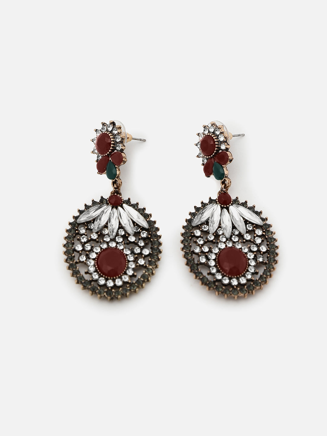 Gold Plated Designer Stone Drop Earring