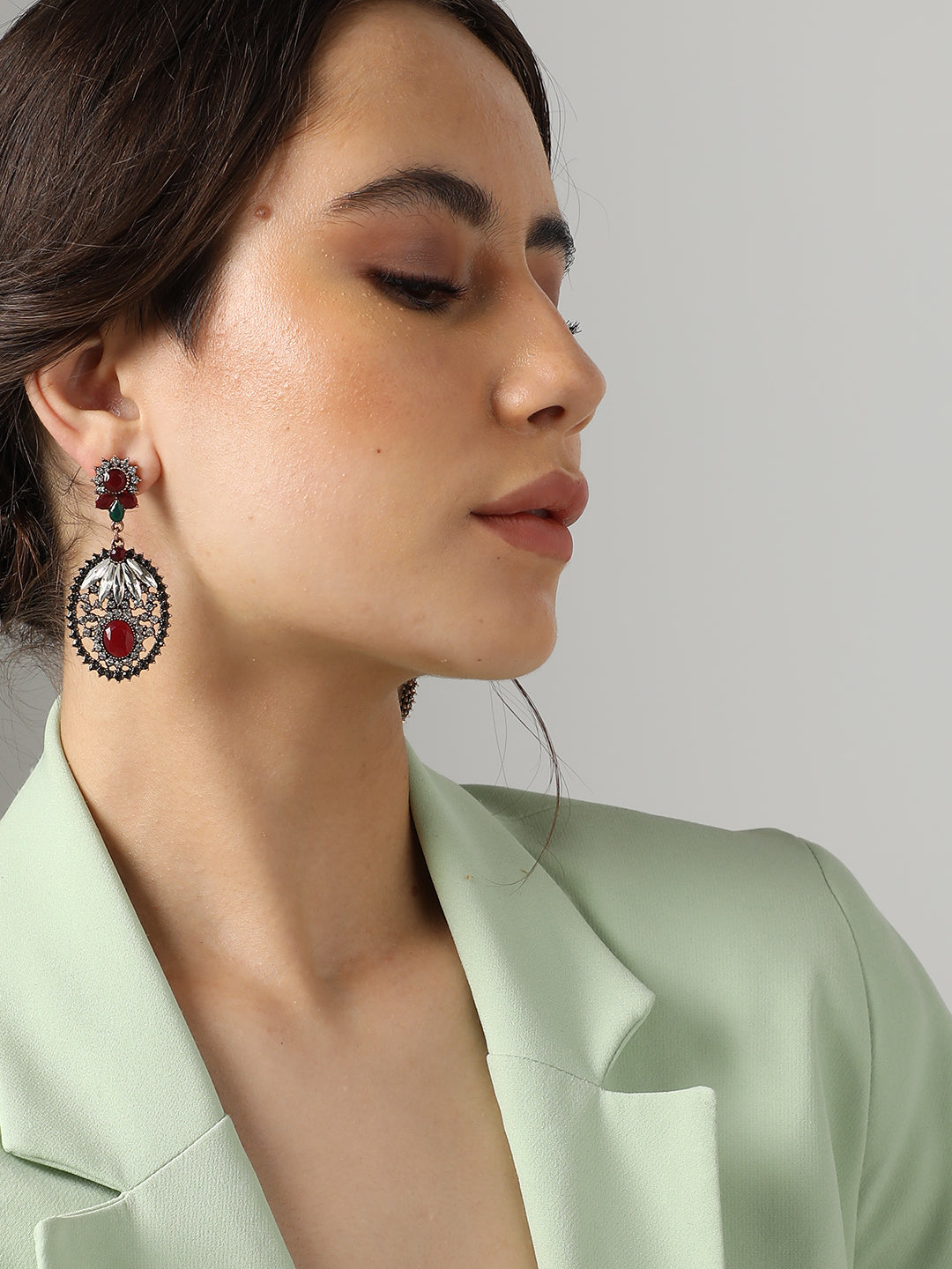 Gold Plated Designer Stone Drop Earring