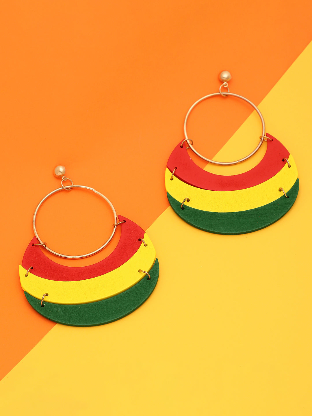 TRENDY GOLD PLATED STATEMENT HOOP EARRINGS FOR WOMEN AND GIRLS