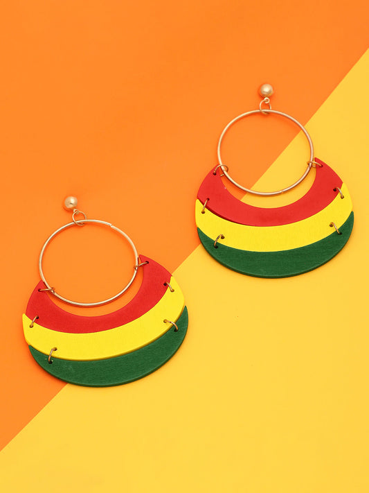 TRENDY GOLD PLATED STATEMENT HOOP EARRINGS FOR WOMEN AND GIRLS