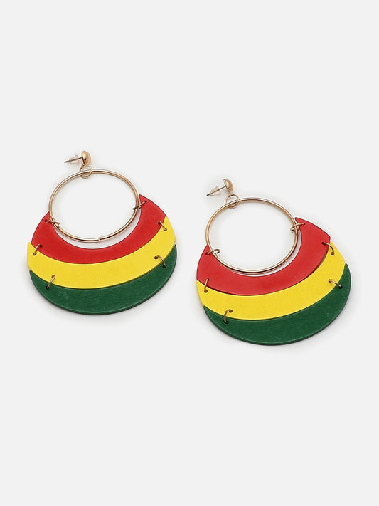 TRENDY GOLD PLATED STATEMENT HOOP EARRINGS FOR WOMEN AND GIRLS