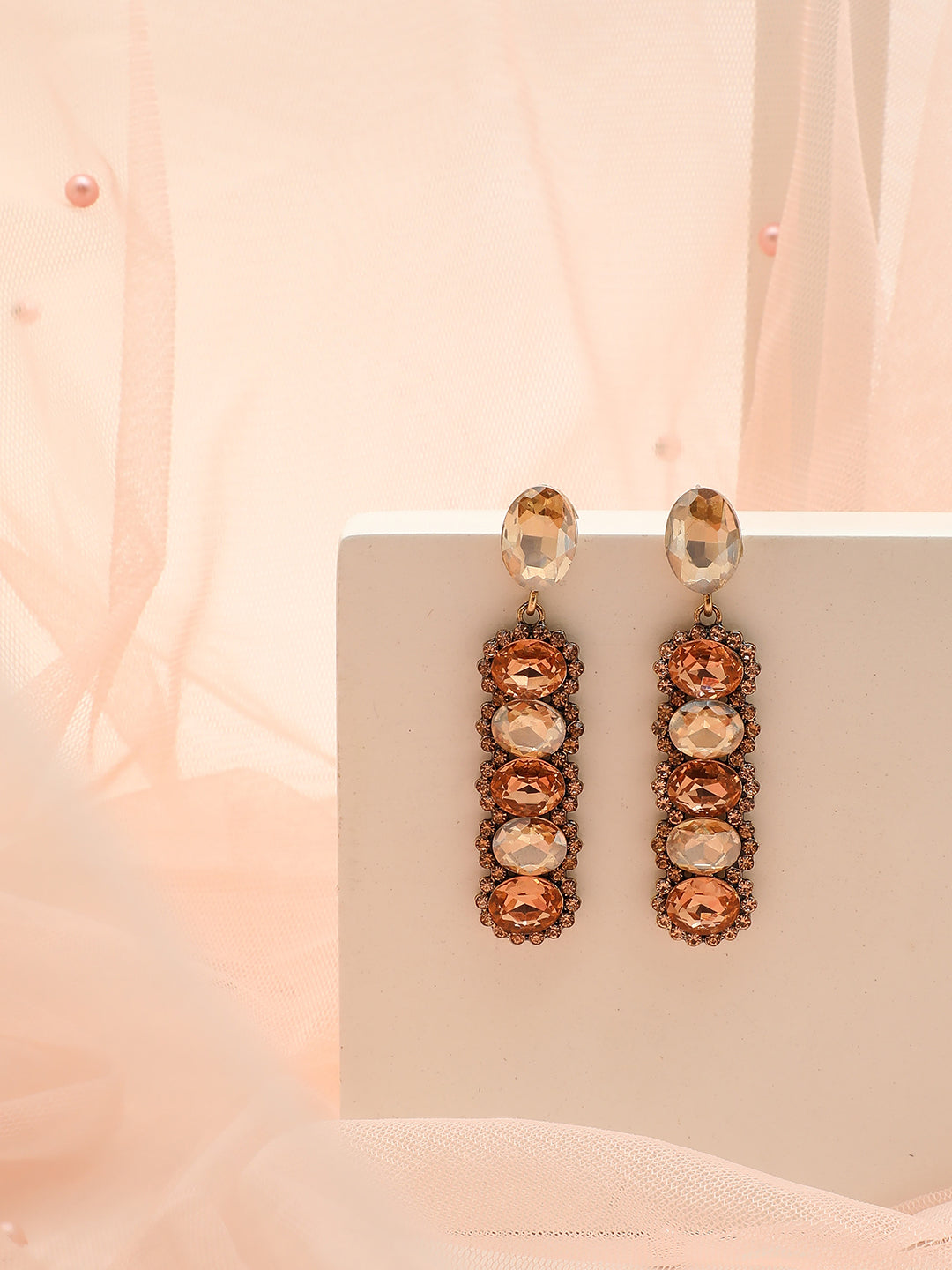 Gold Plated Designer Stone Drop Earring