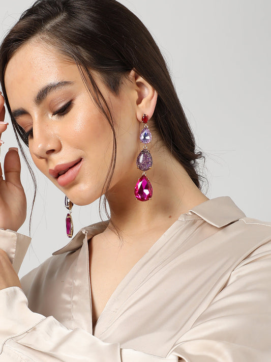 Gold Plated Designer Stone Drop Earring