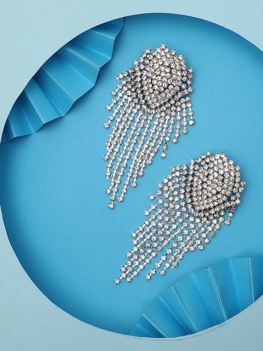 Silver Plated Designer Stone Drop Earring