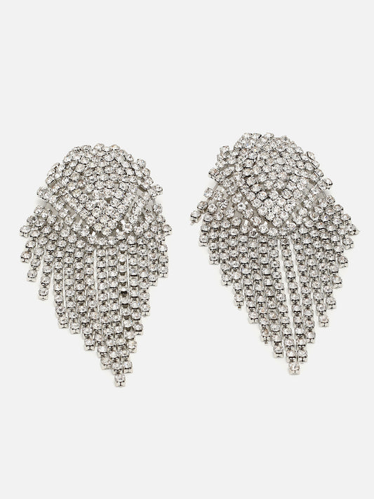 Silver Plated Designer Stone Drop Earring
