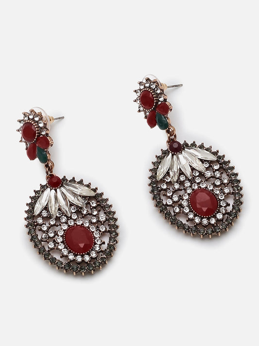 Gold Plated Designer Stone Drop Earring