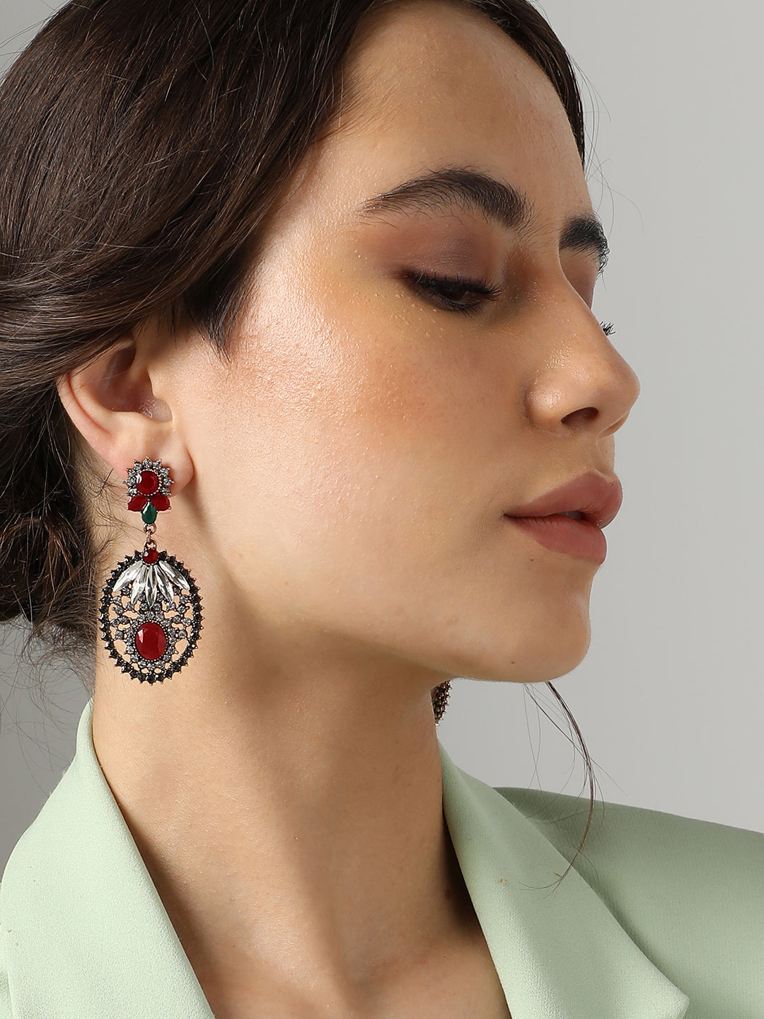 Gold Plated Designer Stone Drop Earring