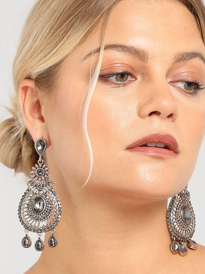 Gold Plated Designer Stone Drop Earring